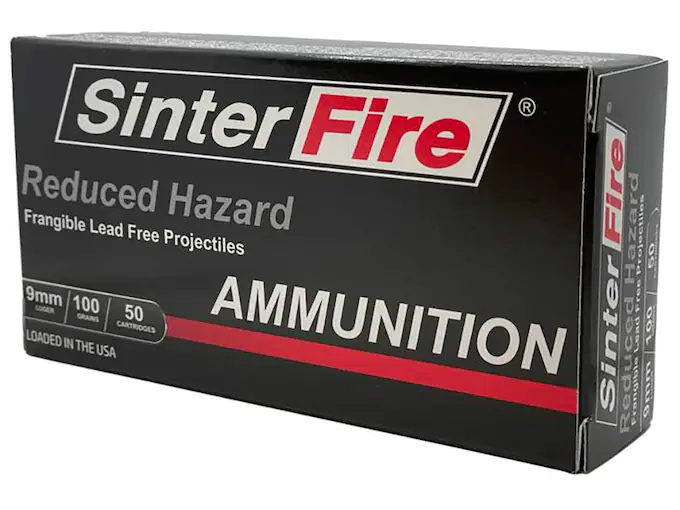 SinterFire Reduced Hazard Ammunition 9mm Luger 100 Grain Frangible Flat Nose Lead Free