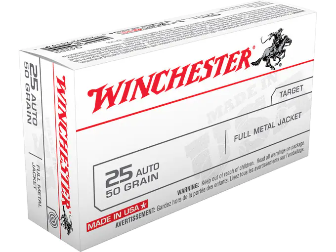 Winchester USA Ammunition 25 ACP 50 Grain Full Metal Jacket