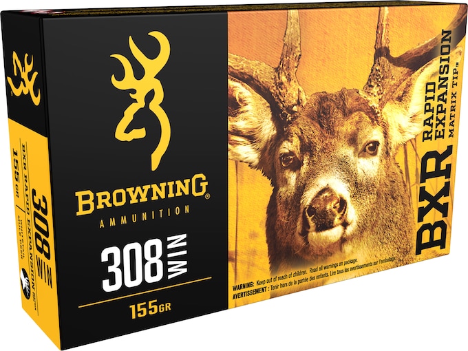 Browning BXR Rapid Expansion Ammunition 308 Winchester 155 Grain Matrix Tip Box of 20
