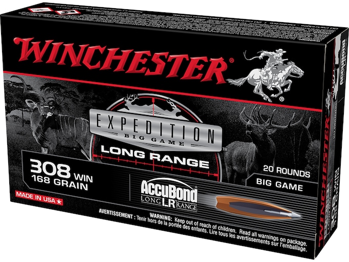 Winchester Expedition Big Game Long Range Ammunition 308 Winchester 168 Grain Nosler AccuBond LR Box of 20