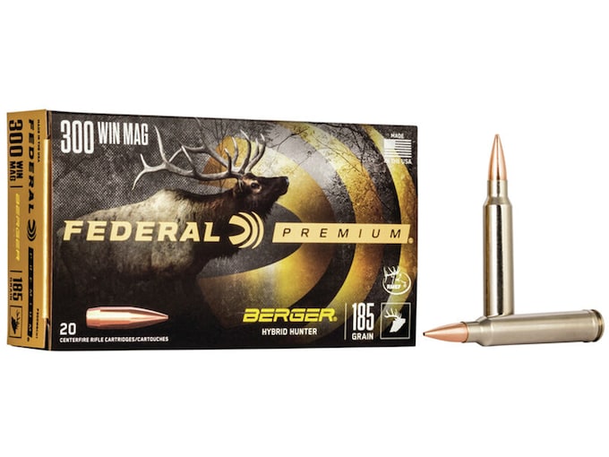 Federal Premium Ammunition 300 Winchester Magnum 185 Grain Berger Hybrid Hunter Box of 20