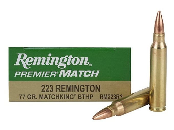 Remington Premier Match Ammunition 223 Remington 77 Grain Sierra MatchKing Hollow Point Box of 20