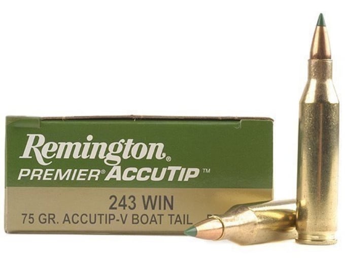 Remington Premier Varmint Ammunition 243 Winchester 75 Grain AccuTip Boat Tail Box of 20
