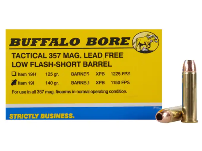 Buffalo Bore Ammunition 357 Magnum Short Barrel 140 Grain Barnes TAC-XP Hollow Point Low Flash Lead-Free Box of 20