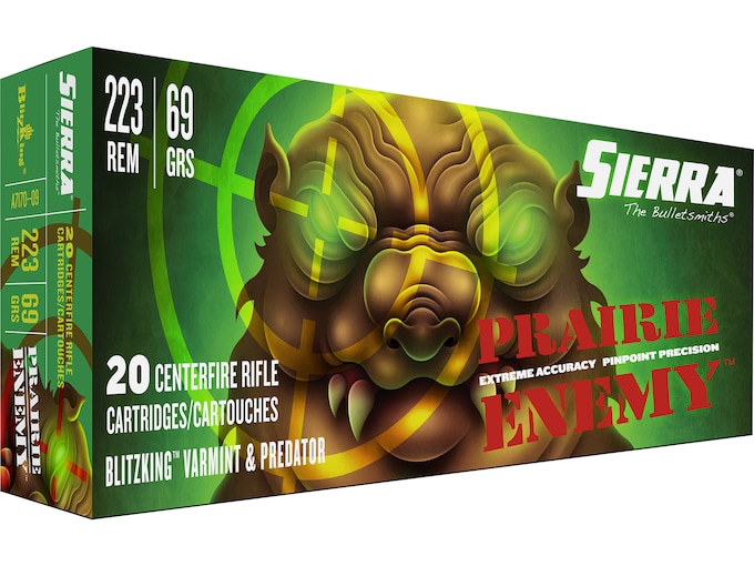 Sierra Prairie Enemy Ammunition 223 Remington 69 Grain BlitzKing Polymer Tip Box of 20