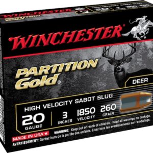 Winchester Ammunition 20 Gauge 3" 260 Grain Partition Gold Sabot Slug Box of 5