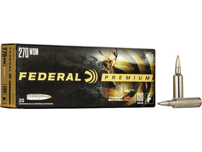 Federal Premium Ammunition 270 Winchester Short Magnum (WSM) 130 Grain Trophy Bonded Tip Box of 20