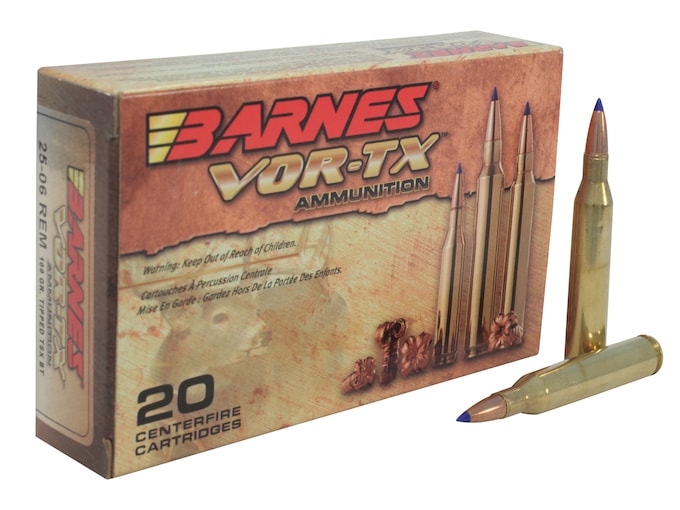 Barnes VOR-TX Ammunition 25-06 Remington 100 Grain TTSX Polymer Tipped Spitzer Boat Tail Lead-Free Box of 20