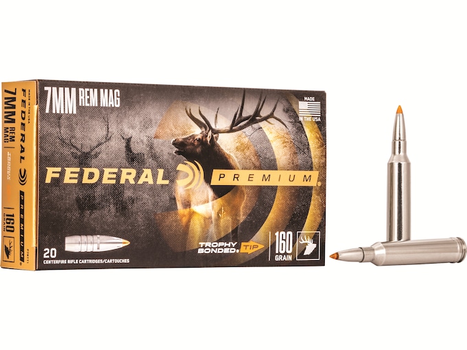 Federal Premium Ammunition 7mm Remington Magnum 160 Grain Trophy Bonded Tip Box of 20