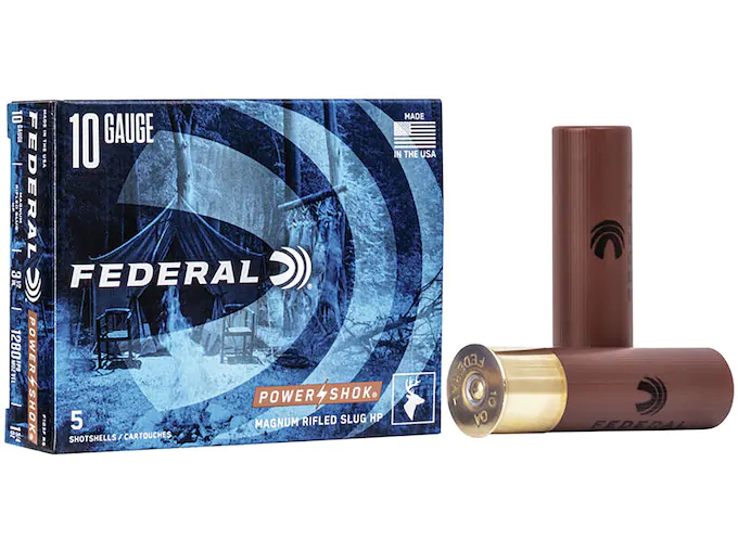 Federal Power-Shok Ammunition 10 Gauge 3-1/2" 1-3/4 oz Rifle Slug Box of 5
