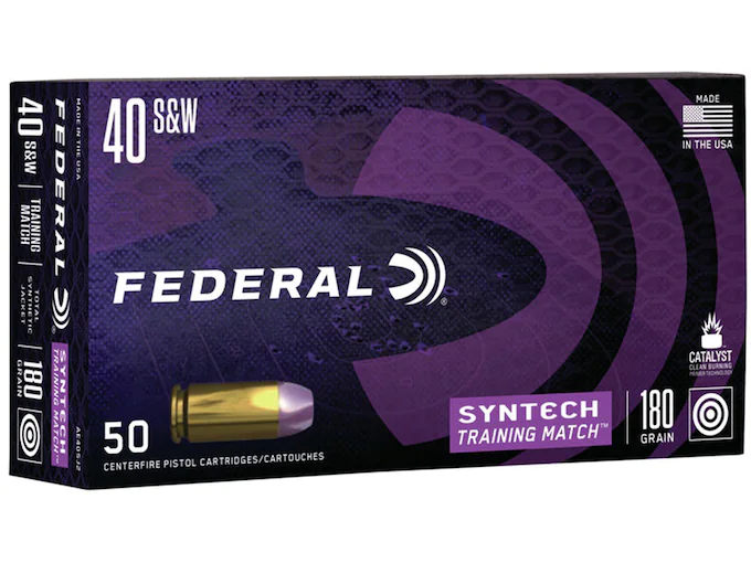 Federal Syntech Training Match Ammunition 40 S&W 180 Grain Total Synthetic Jacket Box of 50