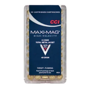 CCI Maxi-Mag Ammunition 22 Winchester Magnum Rimfire (WMR) 40 Grain Total Metal Jacket
