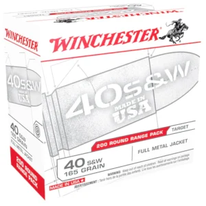 Winchester USA Ammunition 40 S&W 165 Grain Full Metal Jacket Flat Nose