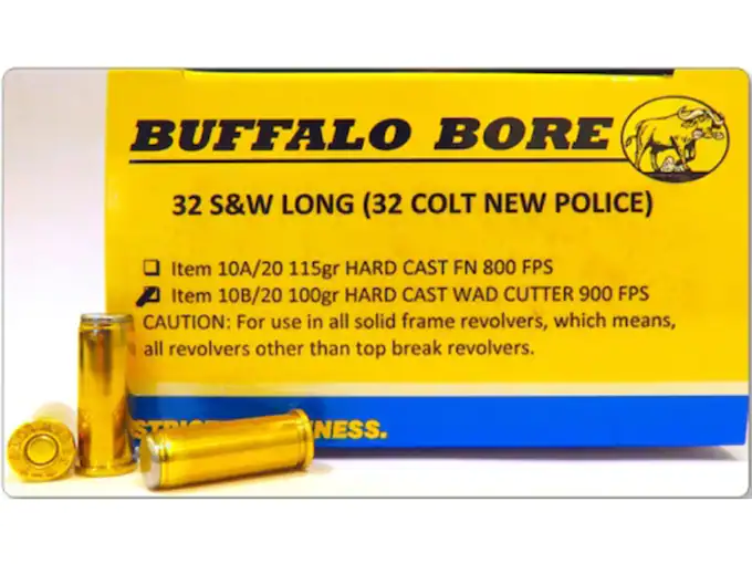 Buffalo Bore Ammunition 32 S&W Long 100 Grain Hard Cast Wad Cutter Box of 20
