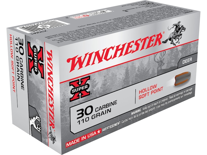 Winchester Super-X Ammunition 30 Carbine 110 Grain Hollow Soft Point Box of 50