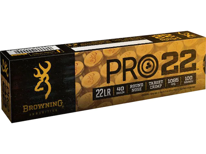 Browning Pro22 Ammunition 22 Long Rifle 40 Grain Lead Round Nose Box of 100