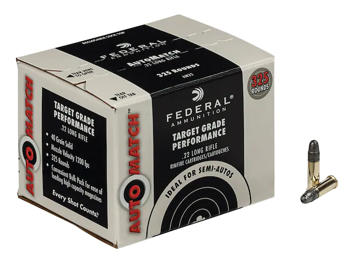 Federal AutoMatch Target Ammunition 22 Long Rifle 40 Grain Lead Round Nose Box of 325 Bulk