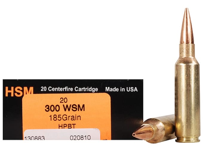 HSM Trophy Gold Ammunition 300 Winchester Short Magnum (WSM) 185 Grain Berger Hunting VLD Hollow Point Boat Tail Box of 20