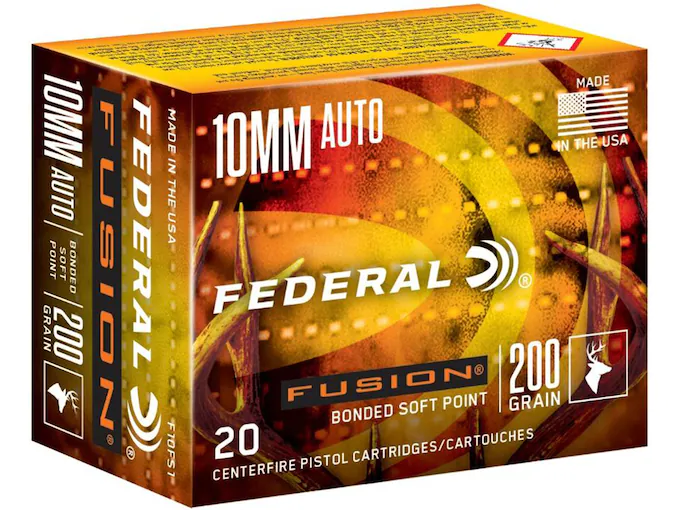 Federal Fusion Ammunition 10mm Auto 200 Grain Bonded Soft Point Box of 20