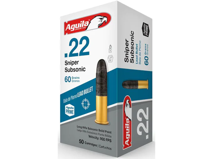 Aguila SSS Sniper Subsonic Ammunition 22 Long Rifle 60 Grain Lead Round Nose