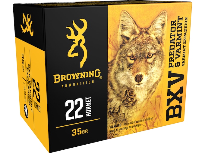 Browning BXV Varmint Expansion Ammunition 22 Hornet 35 Grain Polymer Tip Rapid Expansion Box of 20