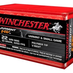 Winchester Varmint High Velocity Ammunition 22 Winchester Magnum Rimfire (WMR) 30 Grain Hornady V-MAX