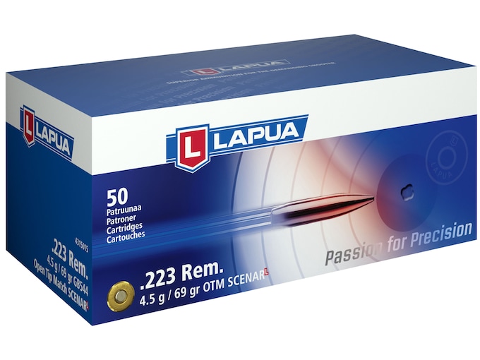 Lapua Scenar-L Ammunition 223 Remington 69 Grain Hollow Point Boat Tail Box of 50
