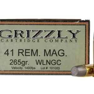 Grizzly Ammunition 41 Remington Magnum 265 Grain Cast Performance Lead Wide Flat Nose Gas Check Box of 20