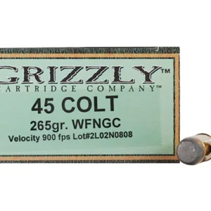 Grizzly Ammunition 45 Colt (Long Colt) 265 Grain Cast Performance Lead Wide Flat Nose Gas Check (950 fps) Box of 20