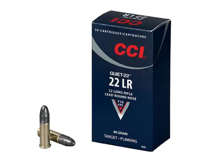 CCI Quiet Ammunition 22 Long Rifle Subsonic 40 Grain Lead Round Nose Box of 500 (10 Boxes of 50)- Blemished