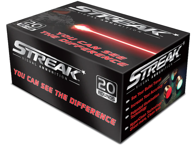 Streak Ammunition 38 Special 125 Grain Total Metal Jacket Red Cold Tracer Box of 20