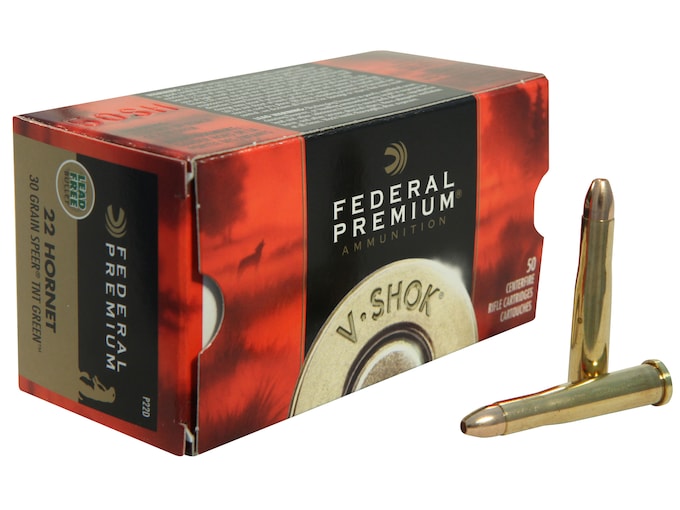 Federal Premium Varmint Ammunition 22 Hornet 30 Grain Speer TNT Green Hollow Point Lead-Free Box of 50