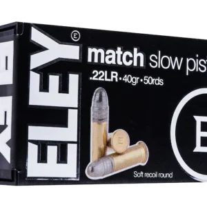 Eley Match Pistol Ammunition 22 Long Rifle 40 Grain Lead Round Nose