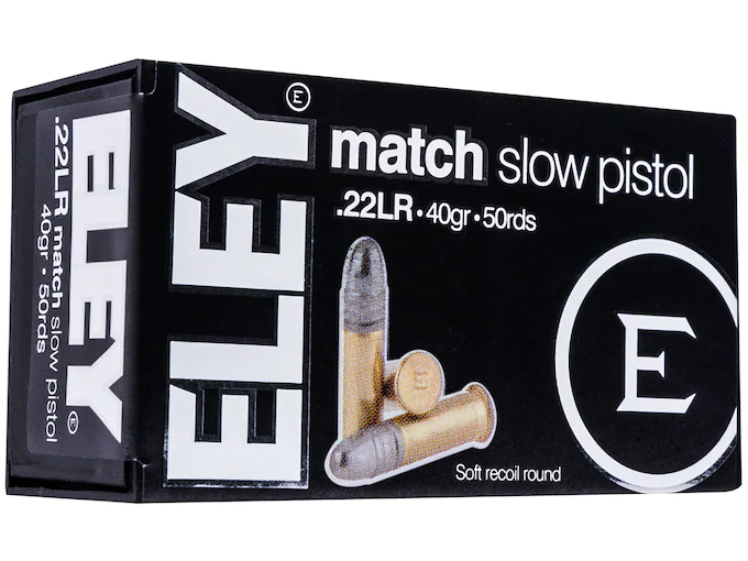 Eley Match Pistol Ammunition 22 Long Rifle 40 Grain Lead Round Nose