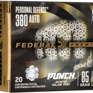 Federal Personal Defense Punch Ammunition 380 ACP 85 Grain Jacketed Hollow Point Box of 20