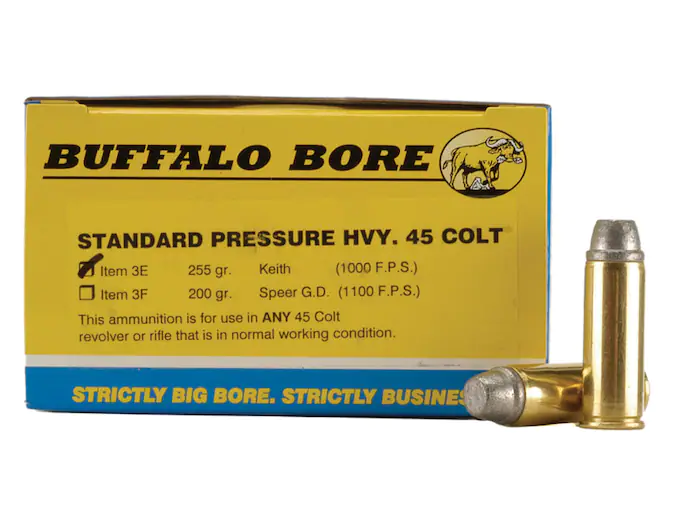 Buffalo Bore Ammunition Outdoorsman 45 Colt (Long Colt) 255 Grain Lead Semi-Wadcutter Gas Check Box of 20