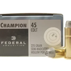 Federal Champion Ammunition 45 Colt (Long Colt) 225 Grain Lead Semi-Wadcutter Hollow Point Box of 20
