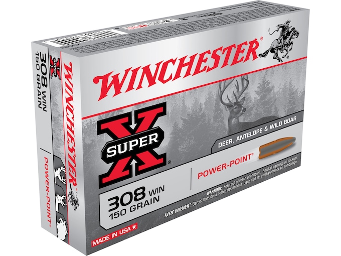 Winchester Super-X Ammunition 308 Winchester 150 Grain Power-Point Box of 20