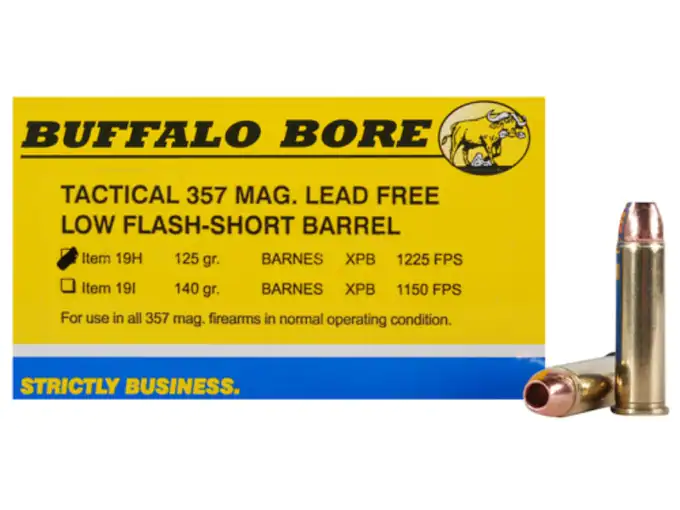 Buffalo Bore Ammunition 357 Magnum Short Barrel 125 Grain Barnes TAC-XP Hollow Point Low Flash Lead-Free Box of 20