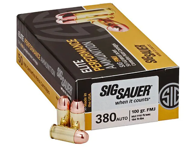 Sig Sauer Elite Performance Ammunition 380 ACP 100 Grain Full Metal Jacket