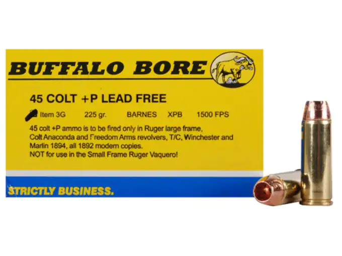 Buffalo Bore Ammunition 45 Colt (Long Colt) +P 225 Grain Barnes XPB Hollow Point Lead-Free Box of 20