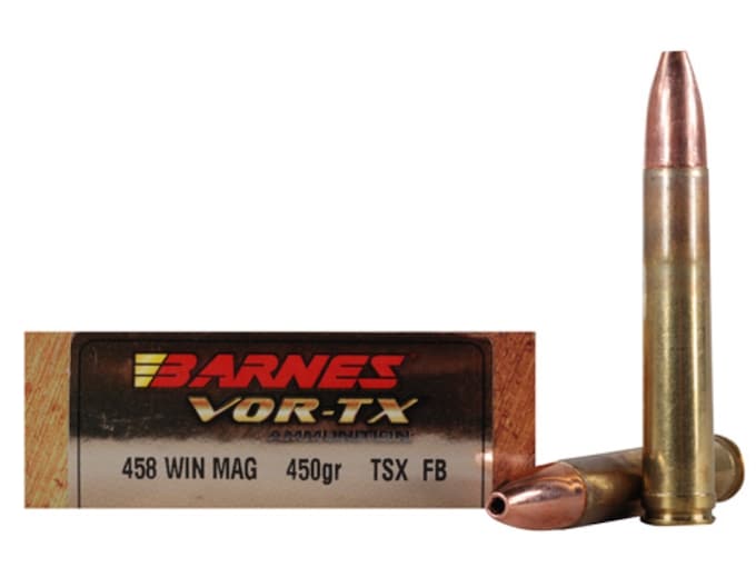 Barnes VOR-TX Ammunition 458 Winchester Magnum 450 Grain TSX Hollow Point Flat Base Lead-Free Box of 20