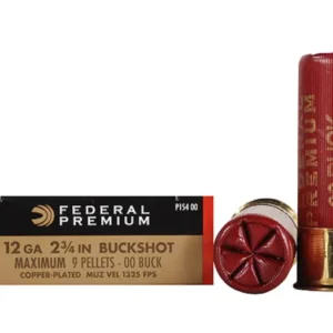 Federal Premium Vital-Shok Ammunition 12 Gauge 2-3/4" Buffered 00 Copper Plated Buckshot 9 Pellets Box of 5