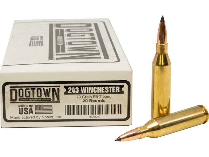Dogtown Ammunition 243 Winchester 70 Grain Polymer Tip Flat Base