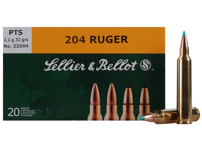 Sellier & Bellot Ammunition 204 Ruger 32 Grain Polymer Tip Spitzer