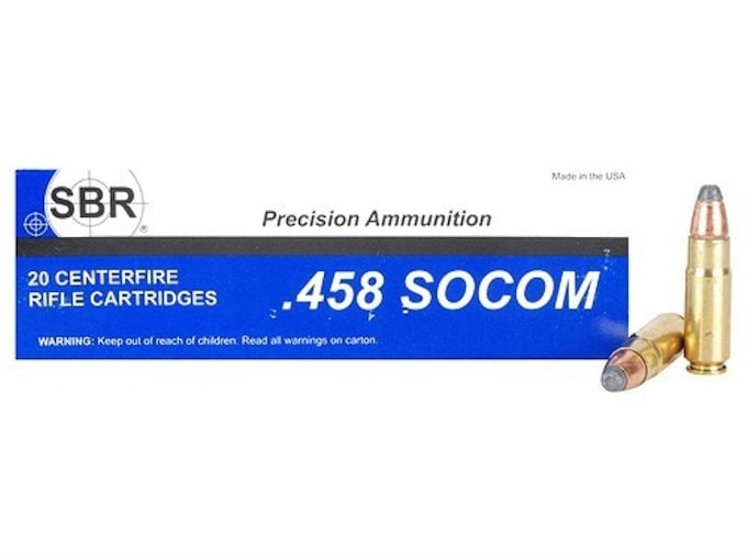 SBR Ammunition 458 SOCOM 350 Grain Soft Point Box of 20