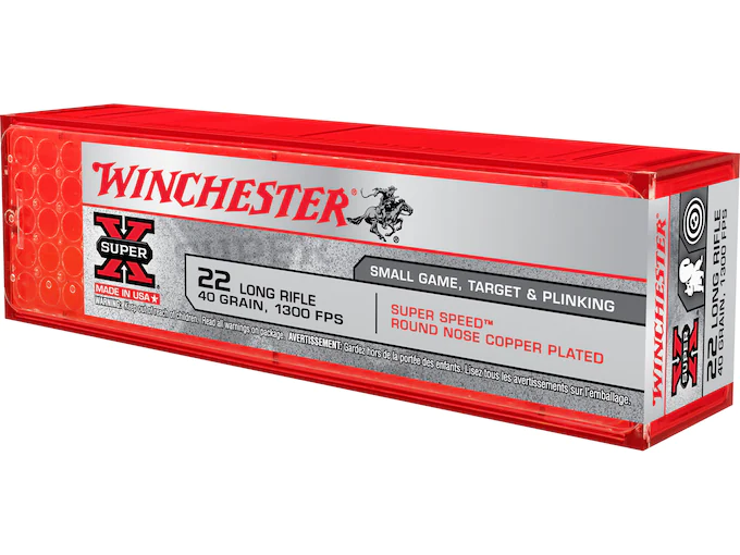 Winchester Super-X High Velocity Ammunition 22 Long Rifle 40 Grain Plated Lead Round Nose Box of 100
