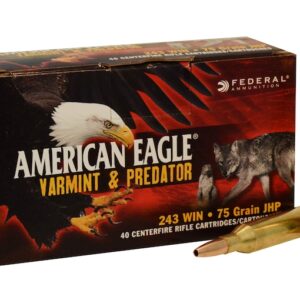 Federal American Eagle Varmint and Predator Ammunition 243 Winchester 75 Grain Hollow Point Box of 40