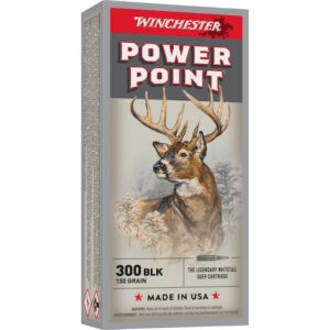 Winchester Power-Point Ammunition 300 AAC Blackout 150 Grain Jacketed Soft Point Box of 20