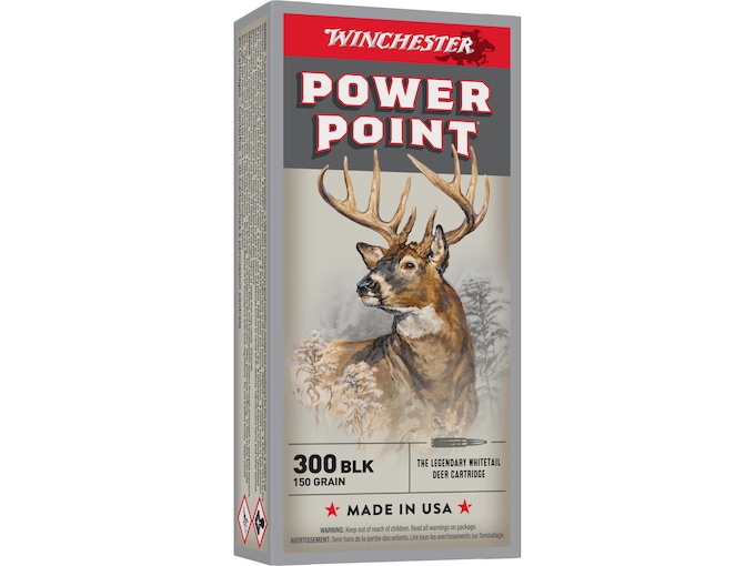Winchester Power-Point Ammunition 300 AAC Blackout 150 Grain Jacketed Soft Point Box of 20